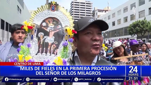 Miles de fieles participan de la primera procesión del Señor de los Milagros