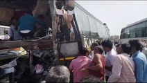 VIDEO: लोक परिवहन बस व ट्रेवल्स बस की भिड़ंत, कई हताहत