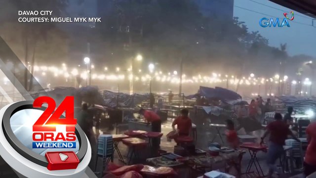 Ilang stall sa night market sa Davao City, halos tangayin ng malakas na hangin at ulan | 24 Oras Weekend