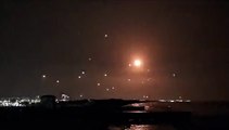 Israeli Interceptor Missiles can be seen Targeting Rockets over the City of Ashkelon to the South of Tel Aviv.