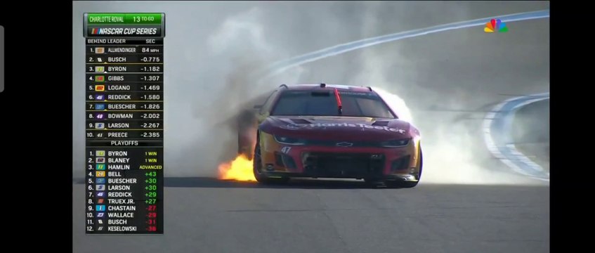NASCAR Cup Series 2023 Charlotte Roval Race Stenhouse Jr Huge Fire