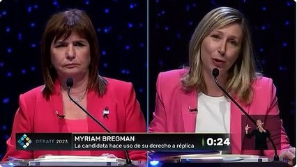 Bullrich sobre seguridad y los derechos a réplica de Massa, Bregman, Milei y Schiaretti