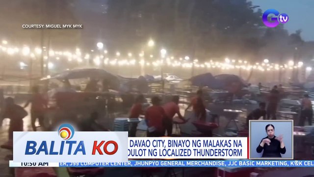 Night market sa Davao City, binayo ng malakas na hangin at ulan dulot ng localized thunderstorm | BK