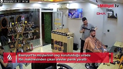 Kuaförde fön makinesi patladı! Panik anları