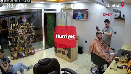 Esenyurt'ta müşterinin saçı kurutulurken fön makinesinin alev alması kamerada