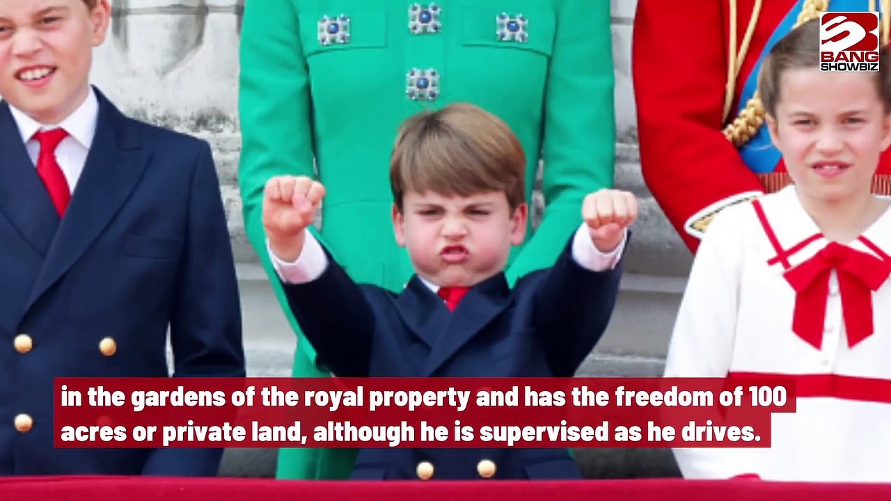 Prince Louis nice moment around Windsor castle in his toy electric car.