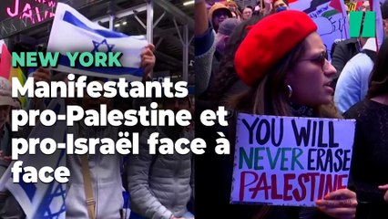 Video herunterladen: Des manifestants pro-Palestine et pro-Israël face à face à New York