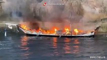 Veliero in fiamme a Lampedusa, l'intervento della Guardia Costiera