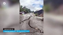 Heavy damage due to torrential rains in Chungthang, India.