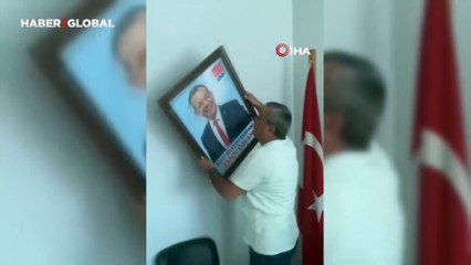 Tanju Özcan'ın parti binasındaki fotoğrafı çöpe atıldı