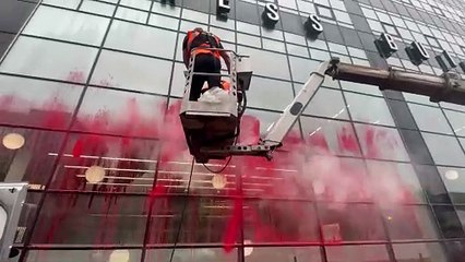 Pro-Palestinian activists spray Manchester building 'blood red'