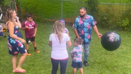 Excited dad-to-be reveals the gender of baby #4 in a SMASHING fashion
