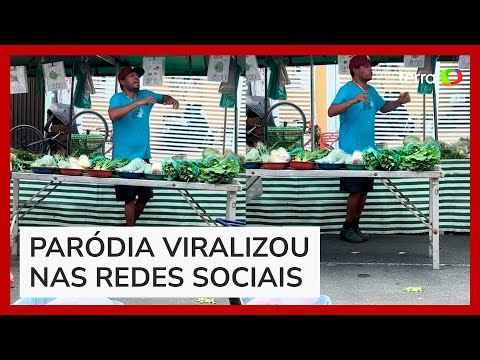 Feirante viraliza ao ser flagrado fazendo paródia com sucesso de Bruno Mars