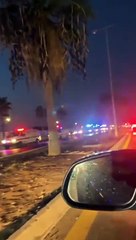 Ambulances departing from Beirut towards the south of Lebanon.