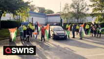 *NEW VIDEO* Pro-Palestinian protesters target Leicester drone factory they accuse of supplying weapons to Israel