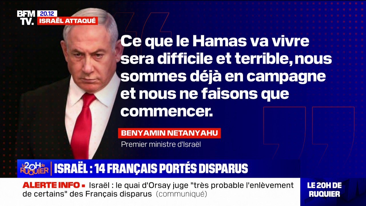 Attaque du Hamas: "Ce que le Hamas va vivre sera difficile et terrible", affirme Benjamin Netanyahu