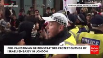 Pro-Palestinian Demonstrators Protest In Front Of Israeli Embassy In London