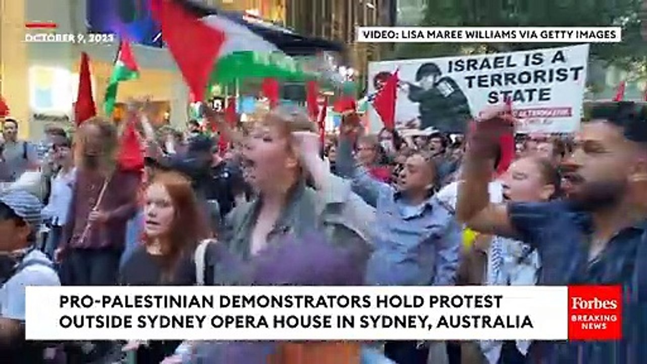 Pro-Palestinian Demonstrators Hold Protest Outside Sydney Opera House In Sydney, Australia