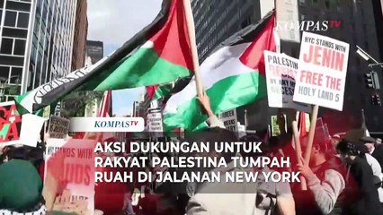 Aksi Dukungan ke Rakyat Palestina Tumpah Ruah di Jalanan New York