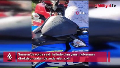 Direksiyondan yılan çıktı! Yarış motoru sürerken...