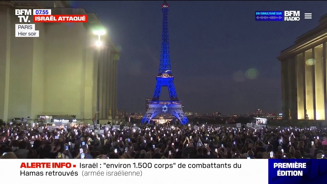 Attaques du Hamas en Israël: la Tour Eiffel éclairée aux couleurs du drapeau israélien