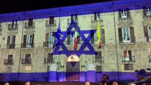 Palazzo d'Orléans illuminato con la bandiera di Israele