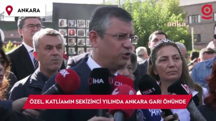 Özgür Özel, 10 Ekim Ankara Gar Katliamı’nın sekizinci yılında Ankara garı önünde: Sekiz yıldır bir anne ağlar mı?