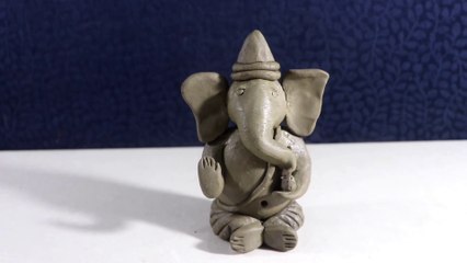 Making Ganesha idol from homemade clay