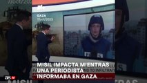 Missile strikes caught on camera during live interview in Gaza