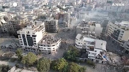 Gaza semi-distrutta vista dall'alto dopo gli attacchi israeliani