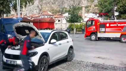 Amasya'da Otomobilin Motor Kısmına Sıkışan Yavru Kediler Kurtarıldı