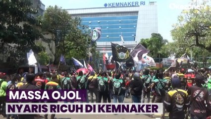 Massa Ojol Nyaris Ricuh Geruduk Kemnaker, Tuntut Hapus Wacana Jam Kerja