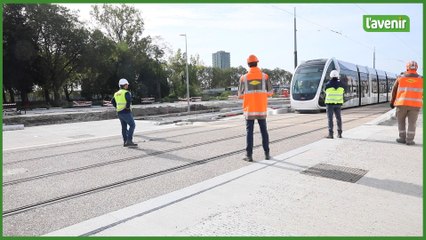 Essai de la première rame du tram liégeois
