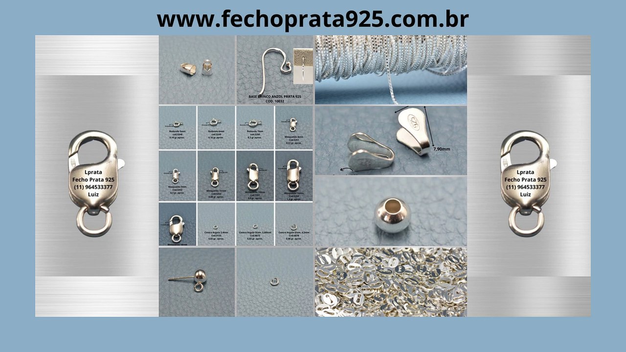 Fecho Prata 925 - PEÇAS MONTAGEM PRATA 925 - CORRENTES METRO PRATA 925