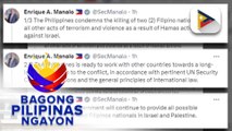 Dalawang Pilipino, kumpirmadong nasawi sa pag-atake ng Hamas sa Israel, ayon kay DFA Sec. Manalo