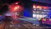 Video shows the roof of the carpark at at Luton airport engulfed in flames. Credit: Bedfordshire Fire & Rescue