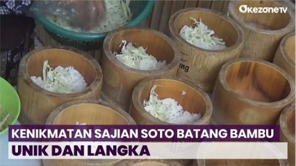 Sensasi Menyantap Soto dalam Sajian Batang Bambu, Nikmat Menggelora