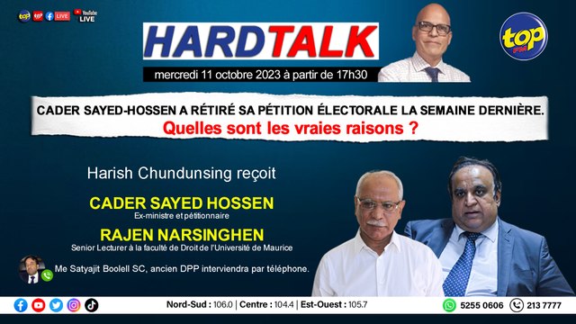 HARDTALK - Cader Sayed-Hossen a rétiré sa pétition électorale la semaine dernière. Quelles sont les vraies raisons ?