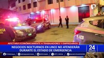 Negocios nocturnos en Lince no atenderán durante estado de emergencia