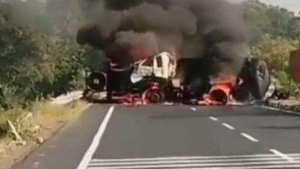 नरसिंहपुर: तेल टैंकर में हुआ भयंकर विस्फोट, एक व्यक्ति की गई जान