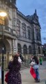 Free Palestine protestors capture when person scales Sheffield Town Hall to hoist Palestine flag