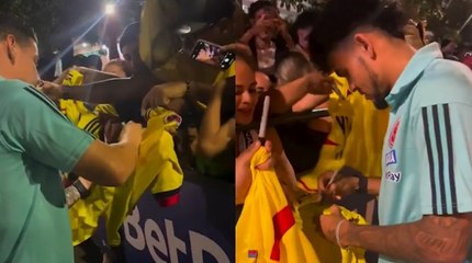 ‘Lucho’ y James, los más cercanos con los hinchas: firmaron autógrafos y se tomaron fotos