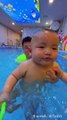 Little Babies Swimming In Pool | Little Baby Funny Reaction On Swimming | Babies Funny Moments #baby #babies #beautiful #cutebabies #fun #love