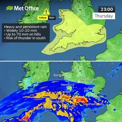 A yellow warning for rain across Wales has been issued for Thursday, 12 October 2023