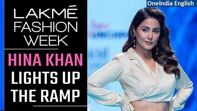 Actress Hina Khan walks the ramp at Lakmé Fashion Week in Delhi | Oneindia News