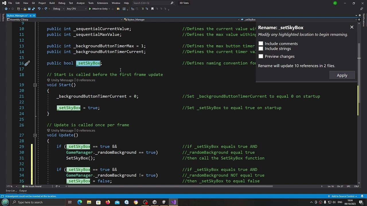 Unity 3D Tetris Clone #16 Background