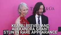 Keanu Reeves Looks Great On The Red Carpet, But Alexandra Grant Outshines Him With Gorgeous Dress In Rare Appearance