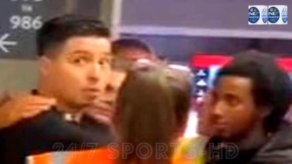 Former Premier League star Samir Nasri looks visibly shaken after being confronted by an Arsenal fan during the Gunners' Premier League clash with Man City