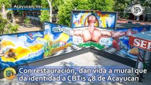 Con restauración, dan vida a mural que da identidad a CBTis 48 de Acayucan