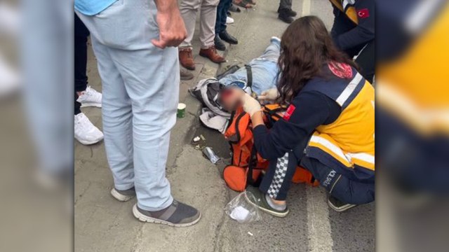 Başakşehir'de kapısı açık giden yolcu minibüsünden düşen bir kişi ağır yaralandı 